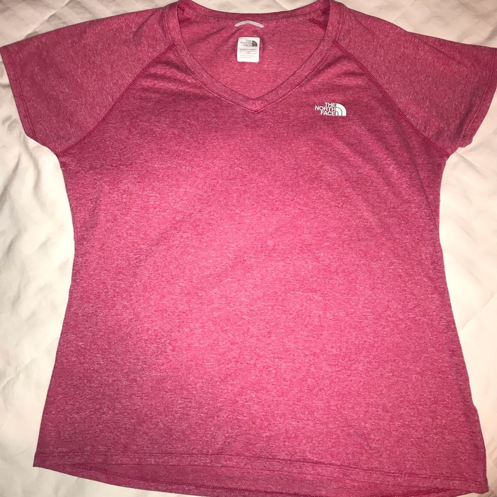 The North Face pink v-neck tee.  Size Large